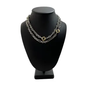 David Yurman Sterling Silver 18k Yellow Gold Figaro Link Necklace