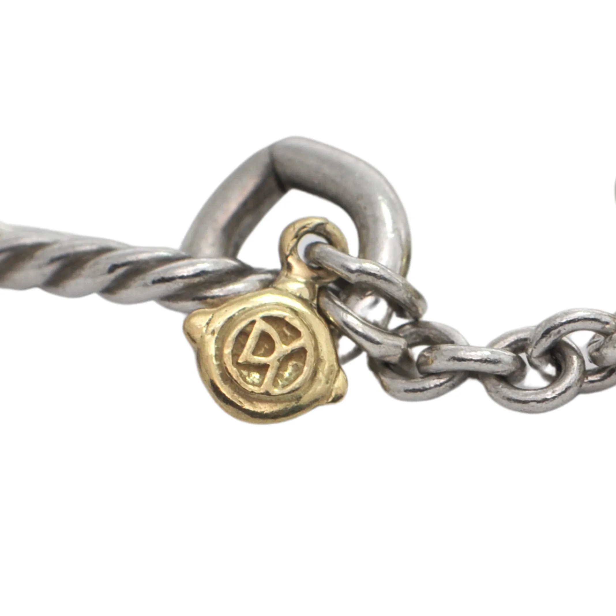 David Yurman Sterling Silver 18k Yellow Gold Figaro Link Necklace
