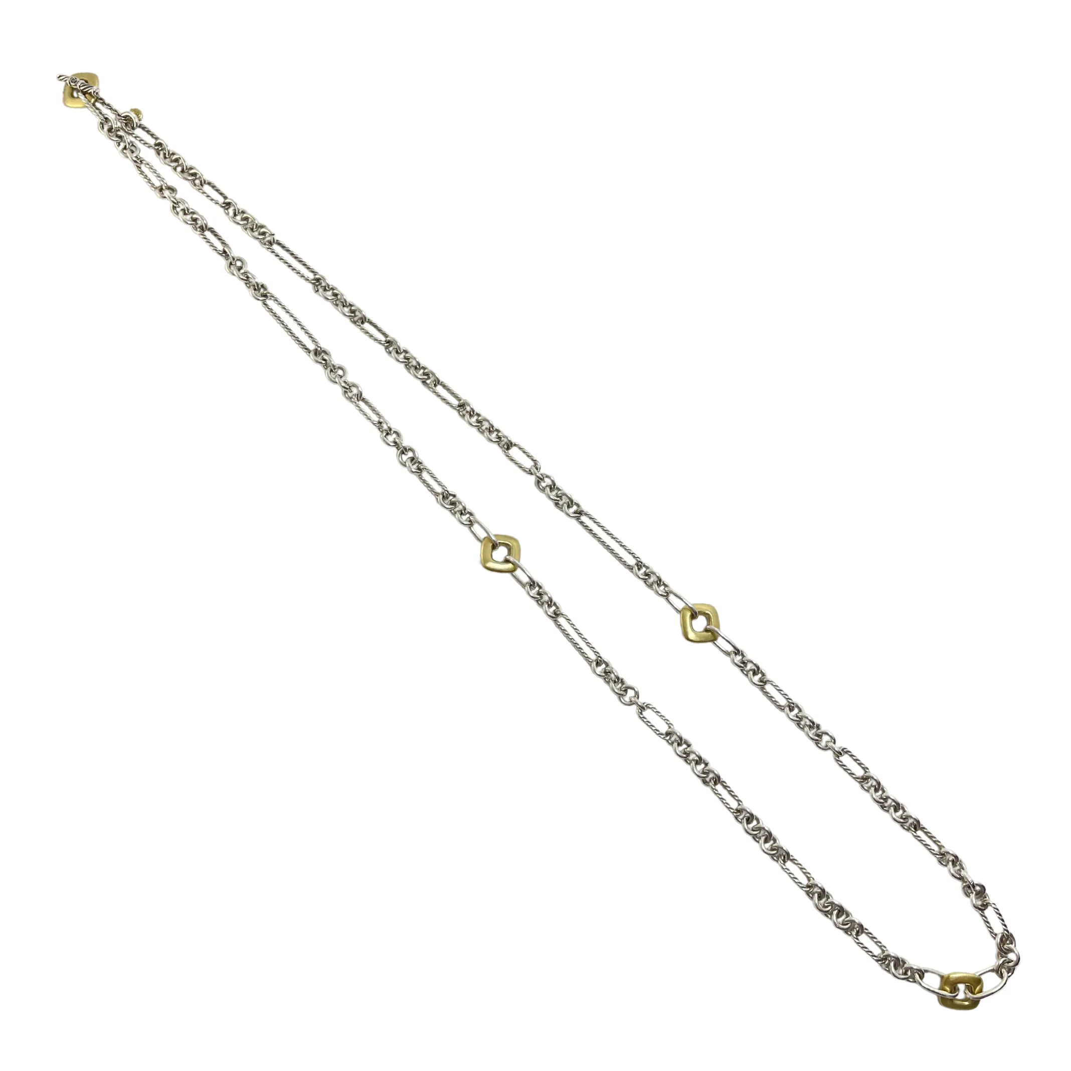 David Yurman Sterling Silver 18k Yellow Gold Figaro Link Necklace