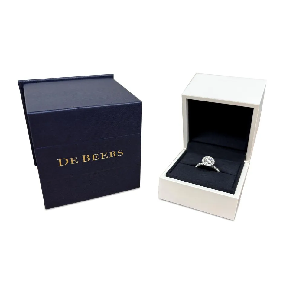 De Beers Aura Diamond Halo Diamond Ring - Platinum