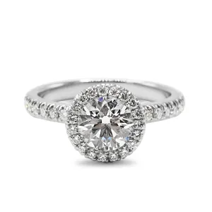 De Beers Aura Diamond Halo Diamond Ring - Platinum