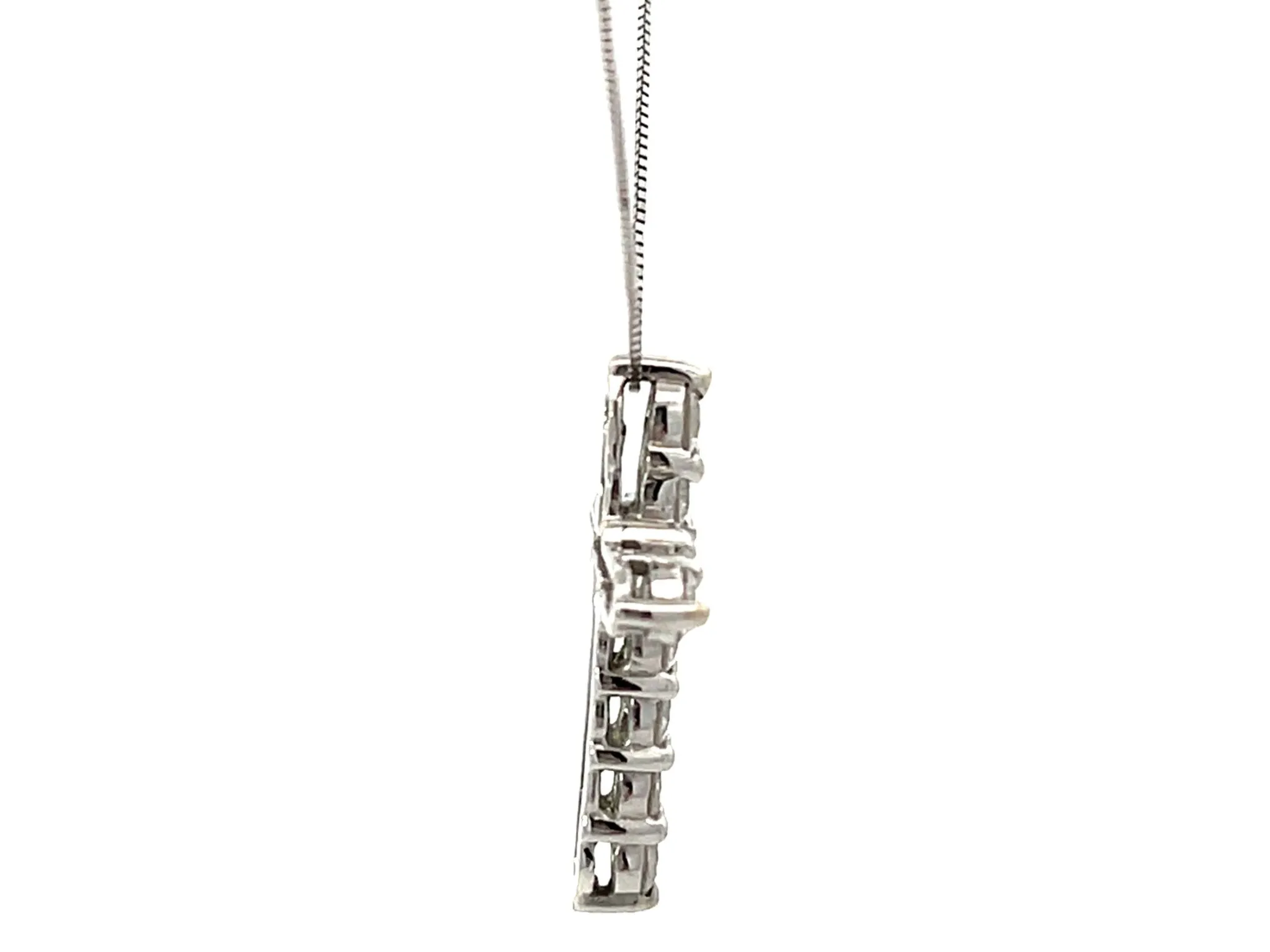 Diamond Cross Necklace Solid 14k White Gold
