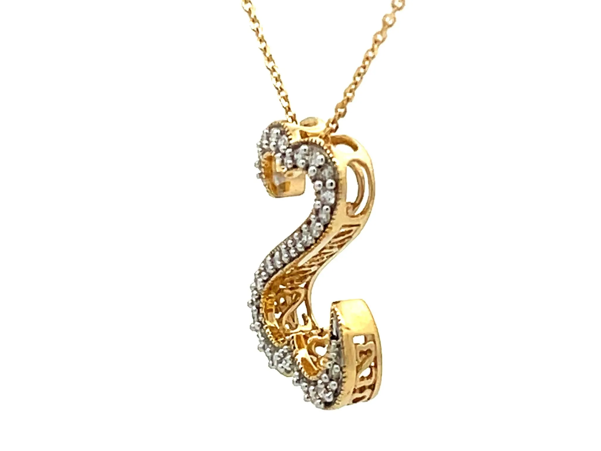 Diamond Double Open Heart Necklace in 14k Yellow Gold