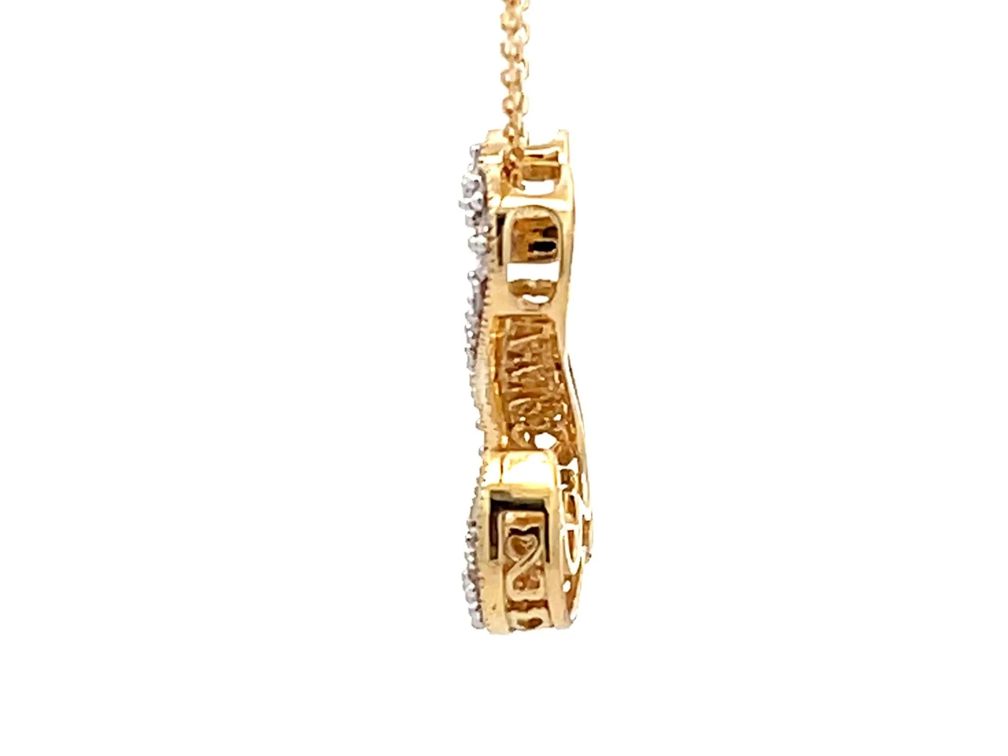 Diamond Double Open Heart Necklace in 14k Yellow Gold