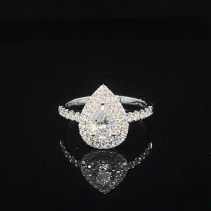 Diamond Pear Halo Vintage Engagement Ring in 18k White Gold - #618 - RGDIA674774