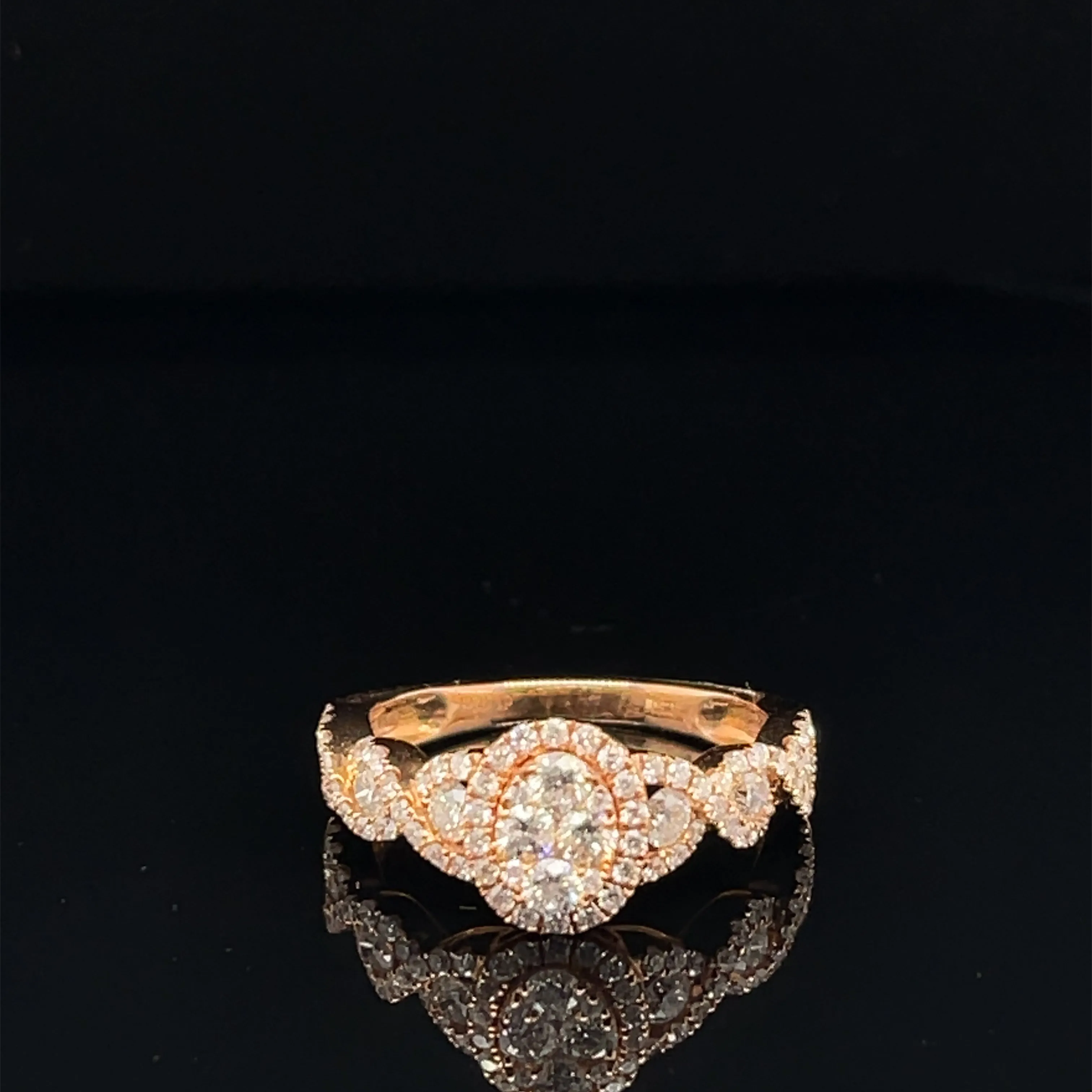 Diamond Triple Halo Cluster Promise Ring in 18k Rose Gold - (#26-HRDIA002730)