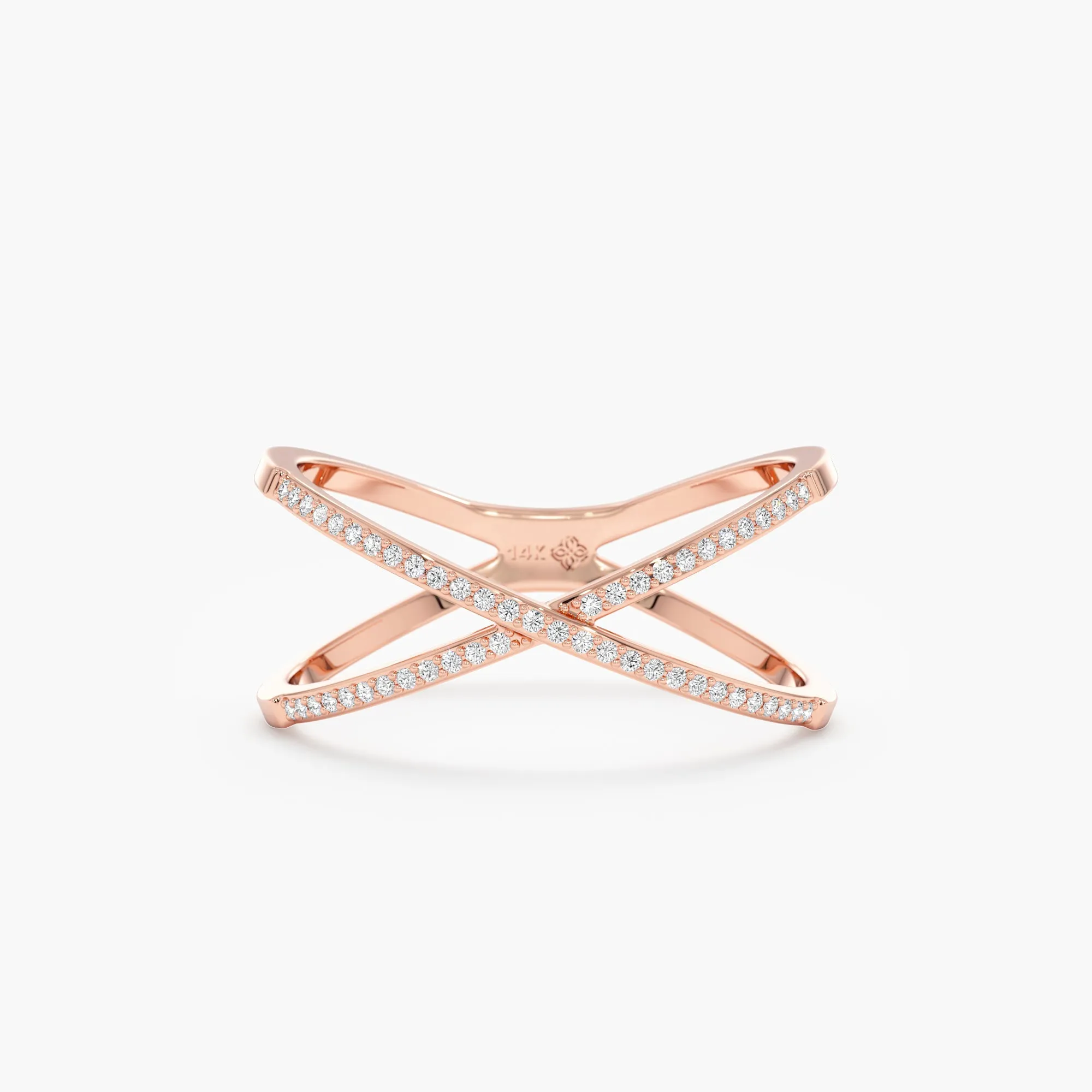 Diamond X Ring In Solid Gold, Adelyn