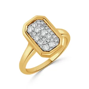 Doves 18k Gold Diamond Cluster Bezel Ring