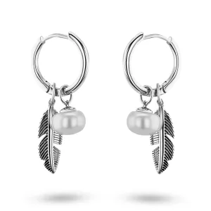 Earrings in 925 Silver plated with Silver and assembled with Freshwater Pearl