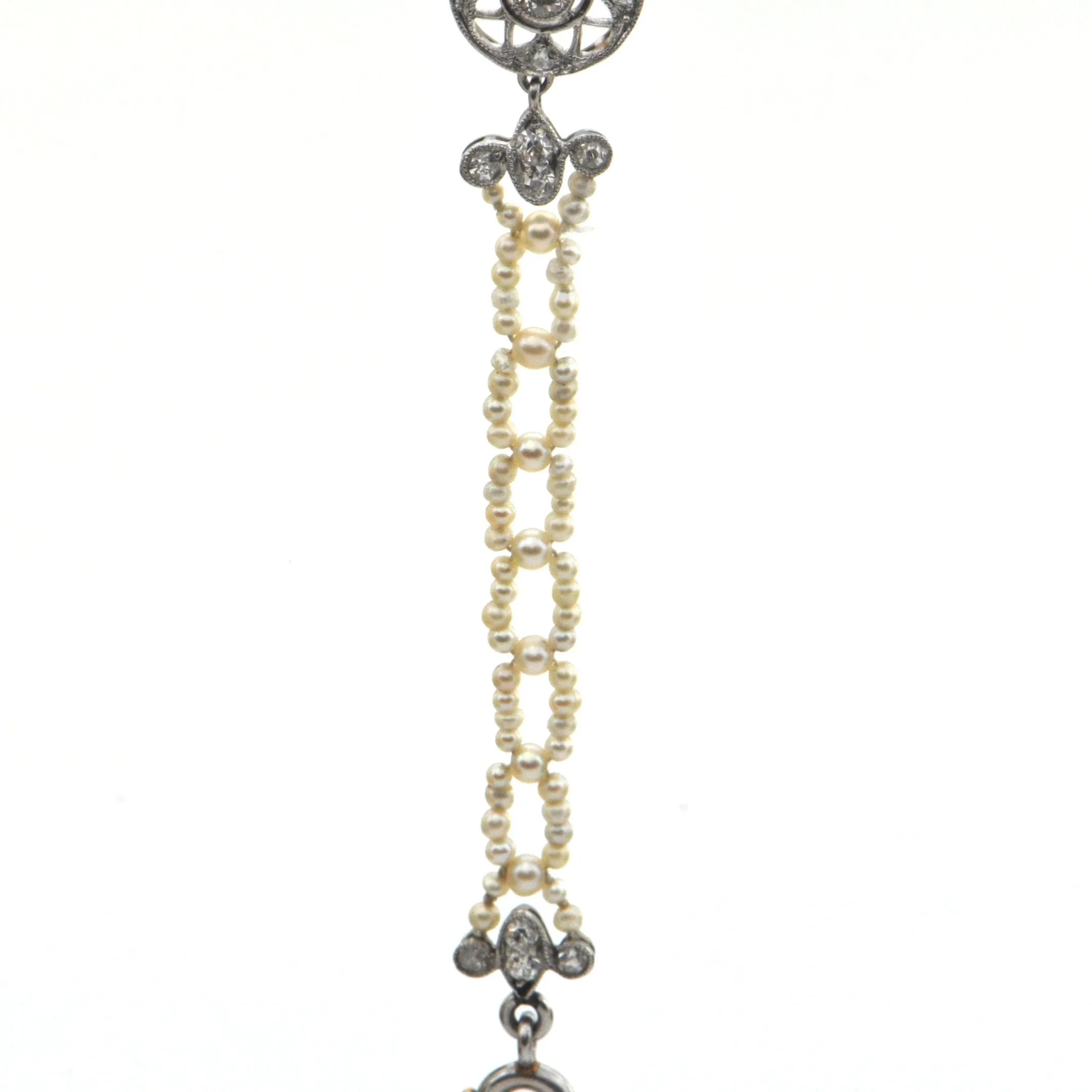 Edwardian Seed Pearl and Diamond Necklace with Detachable Heart Pendant C. 1900