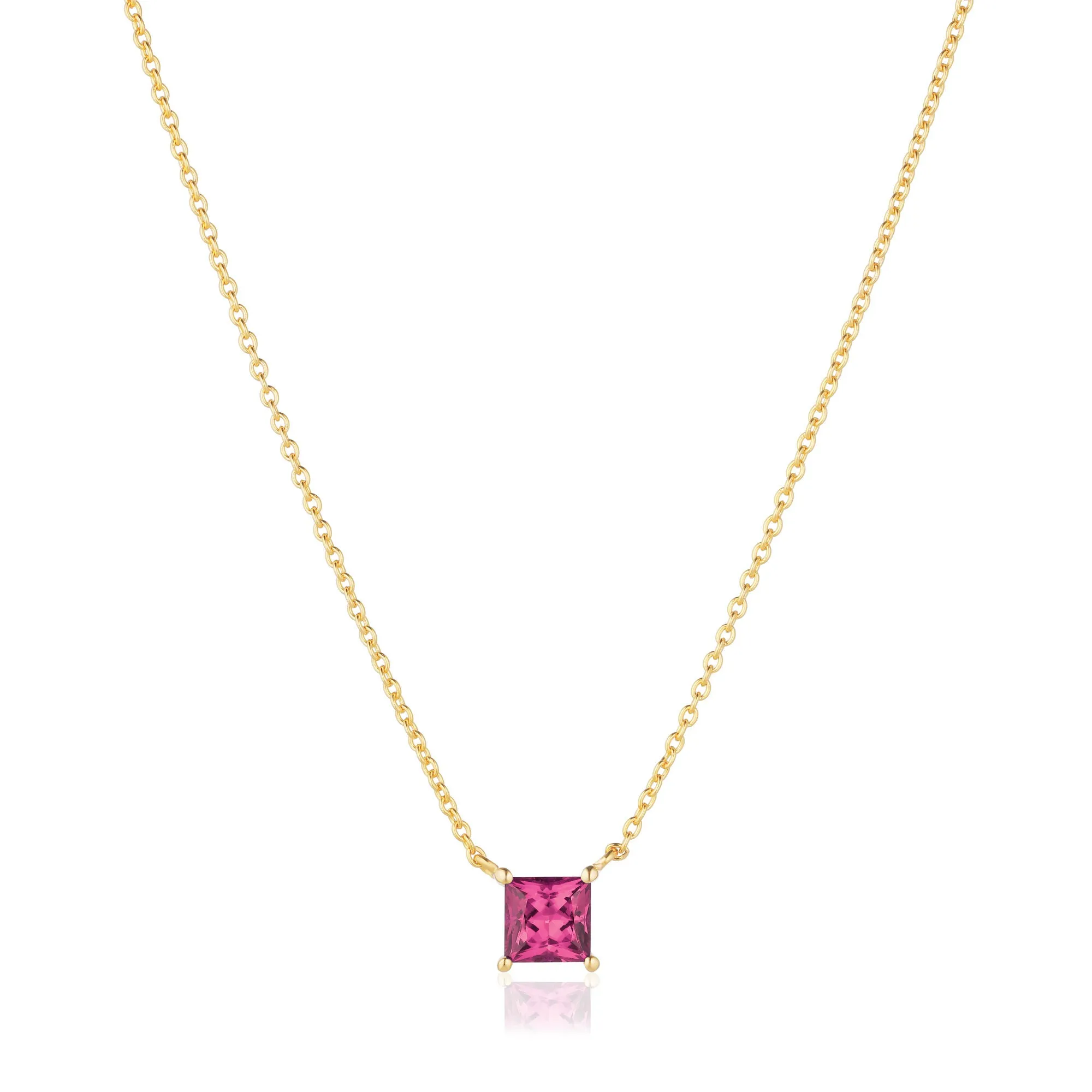 Ellera Quadrato 18K Gold Plated Necklace w. Zirconia