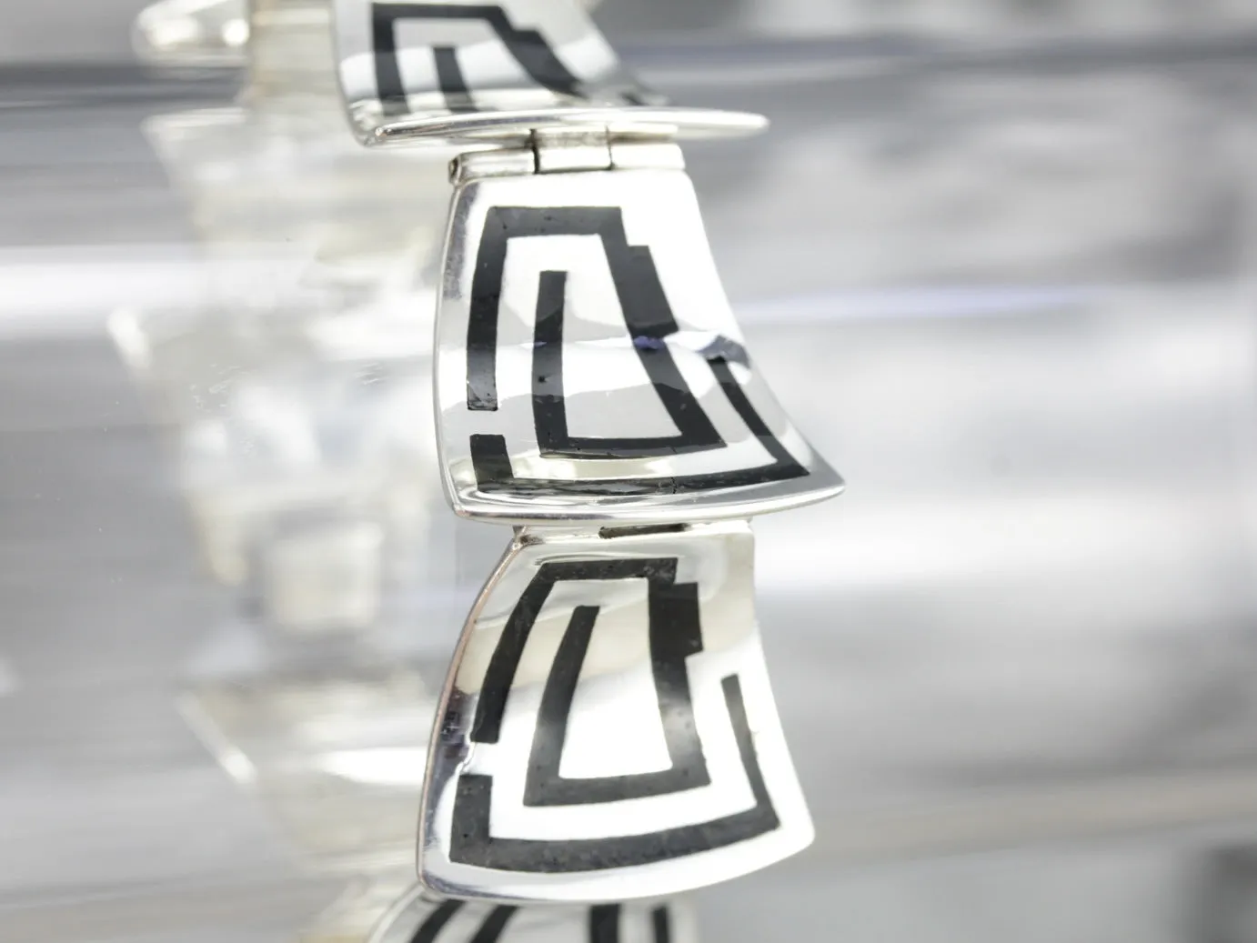 Enamel Sterling Silver Link Bracelet