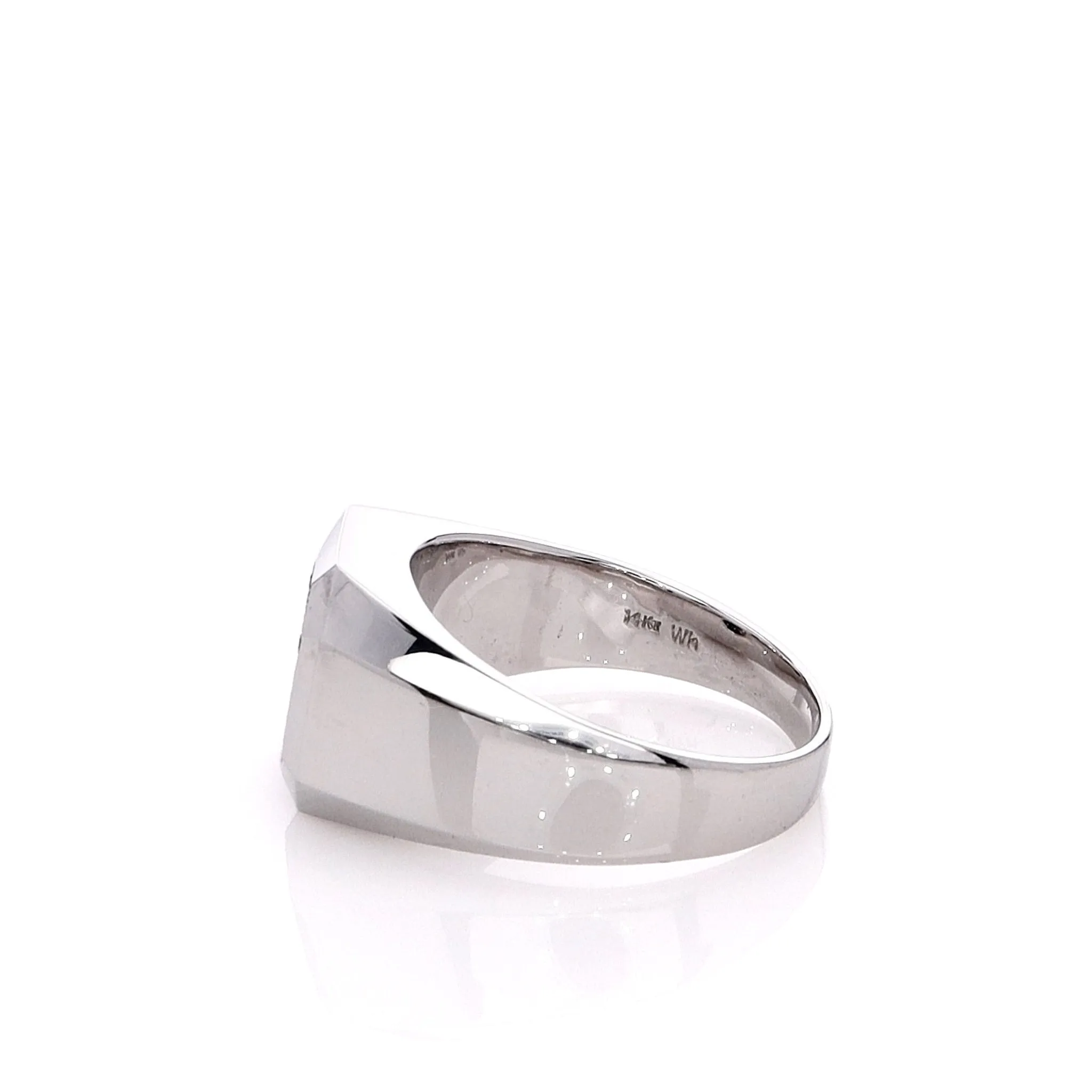 Estate 14k White Gold Gent's Square Pave Top Ring