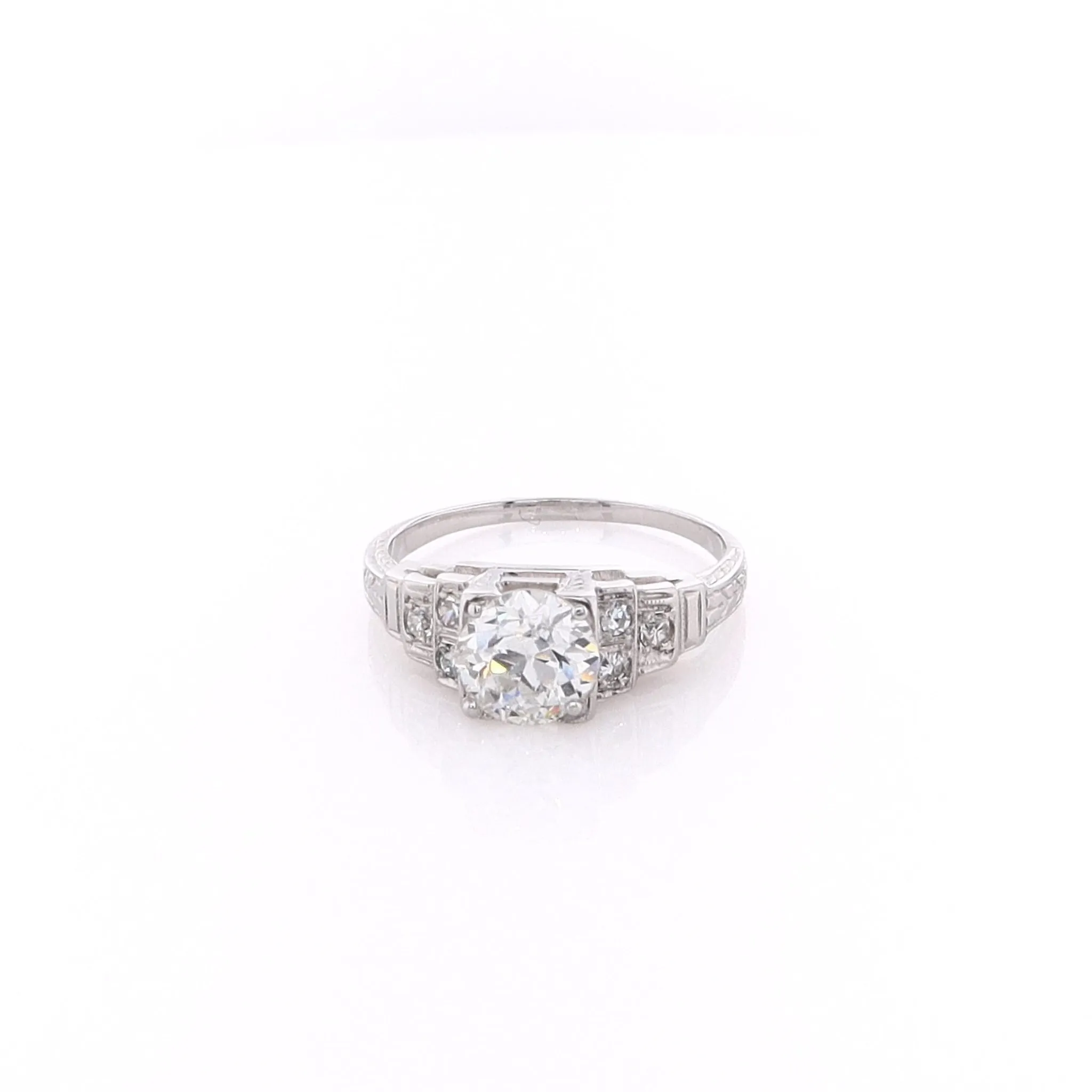 Estate 20 Karat White Gold Diamond Engagement Ring