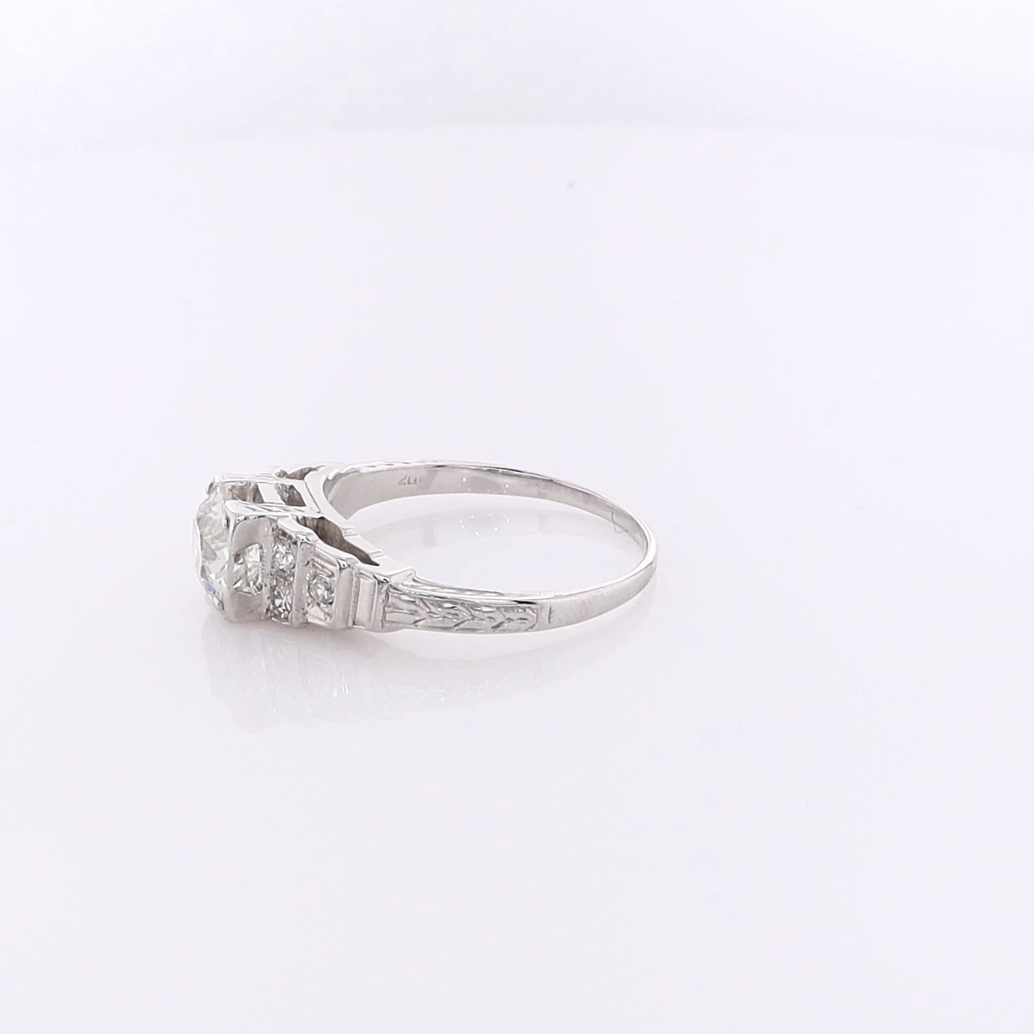 Estate 20 Karat White Gold Diamond Engagement Ring