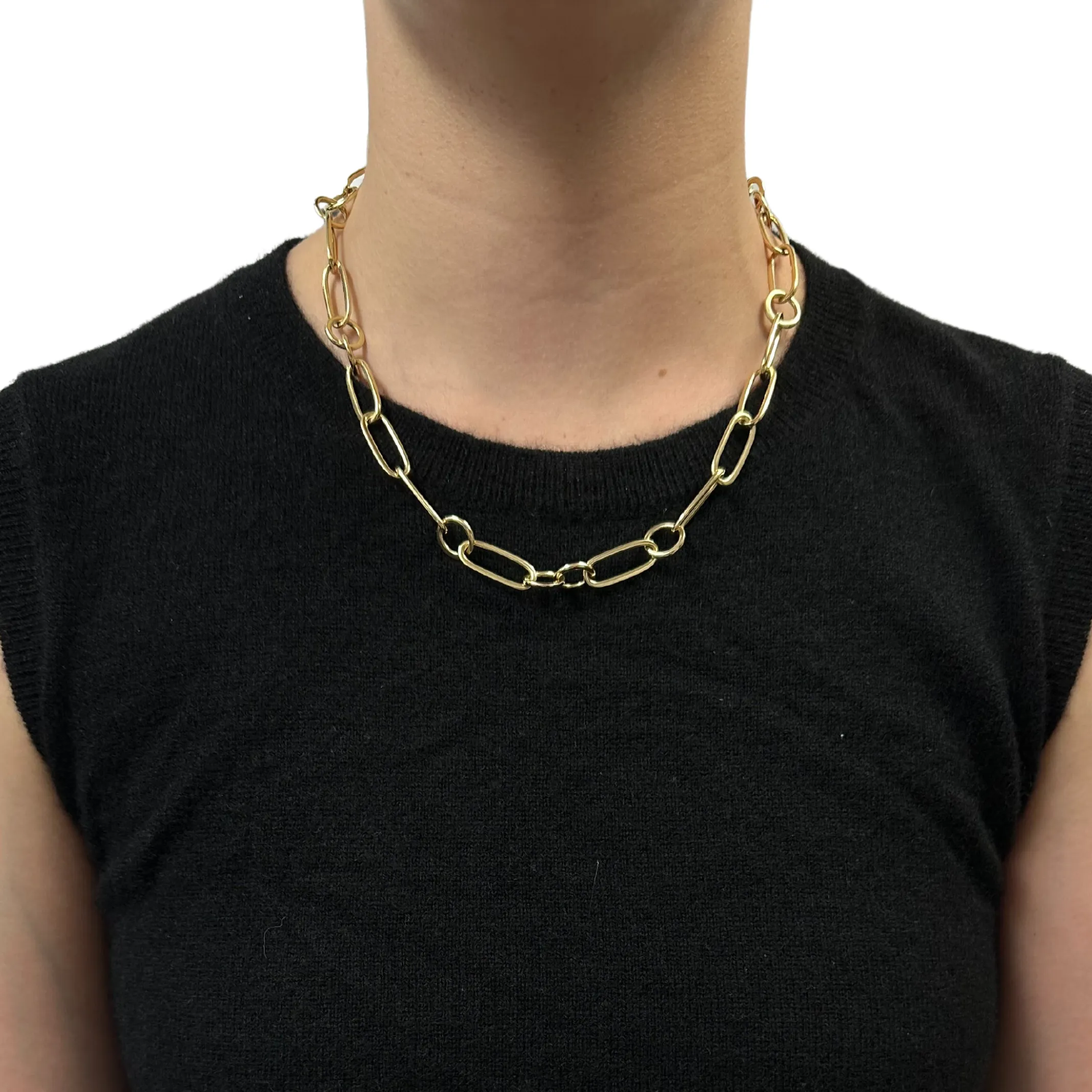 Estate 'Pomellato' 18K Gold Oval and Round Link Necklace