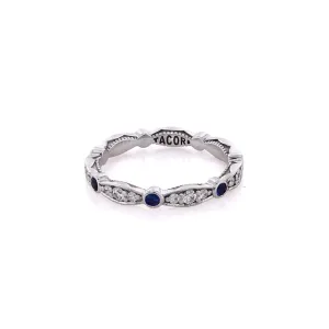 Estate Tacori 18 Karat White Gold Alternating Diamond and Sapphire Eternity Wedding Band