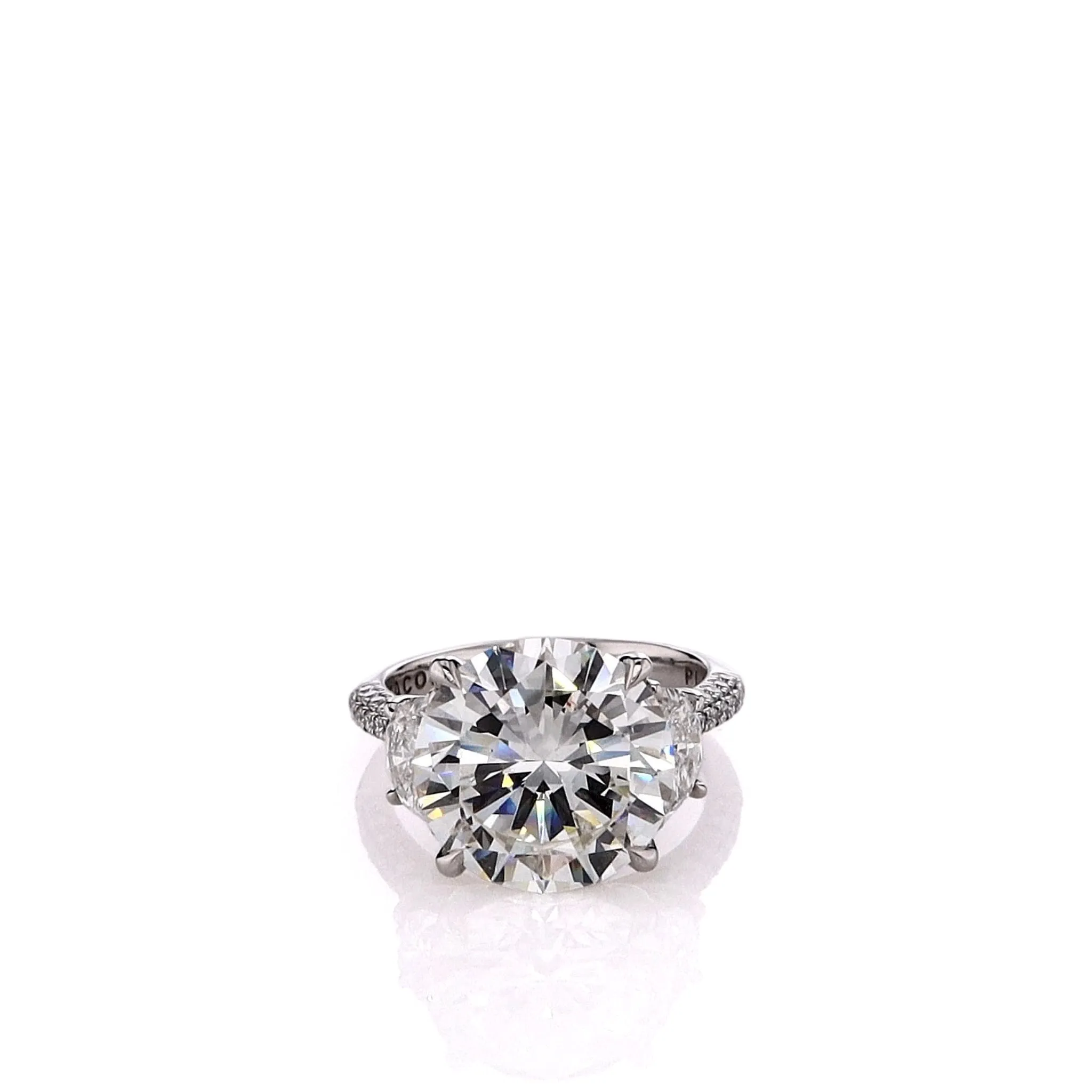 Estate Tacori Platinum 6.18ct Three Stone Center Diamond Engagement Ring