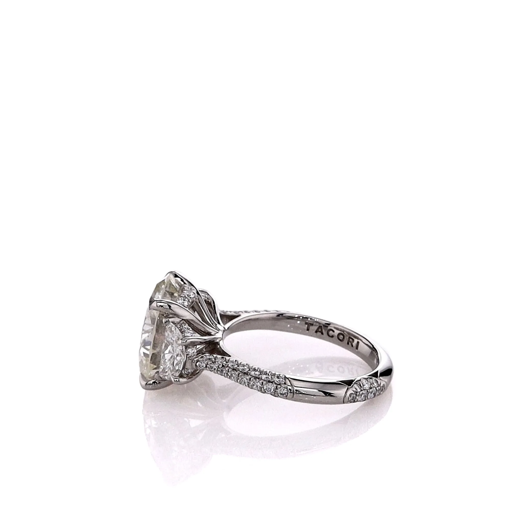 Estate Tacori Platinum 6.18ct Three Stone Center Diamond Engagement Ring