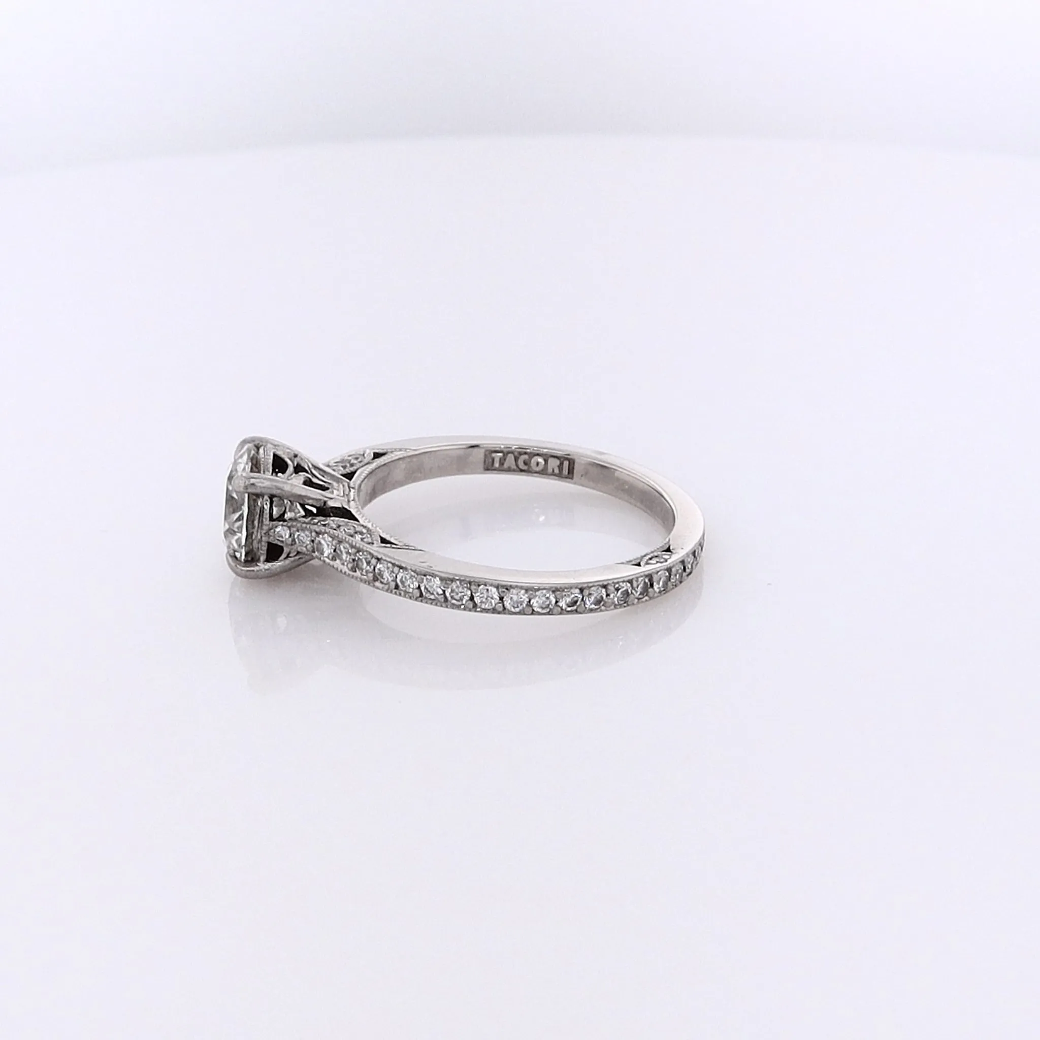 Estate Tacori Platinum Diamond and Milgrain Eternity Engagement Ring With GIA Certification #1167639868