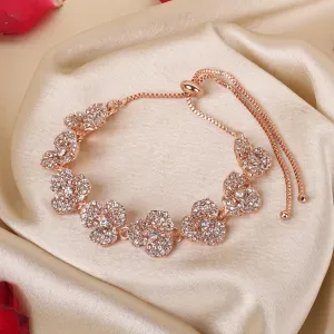 Estele Rose Collection Graceful Rose Charm Bracelet for Women|Elegant Rose Design with White American Diamonds for a Touch of Eternal Grace