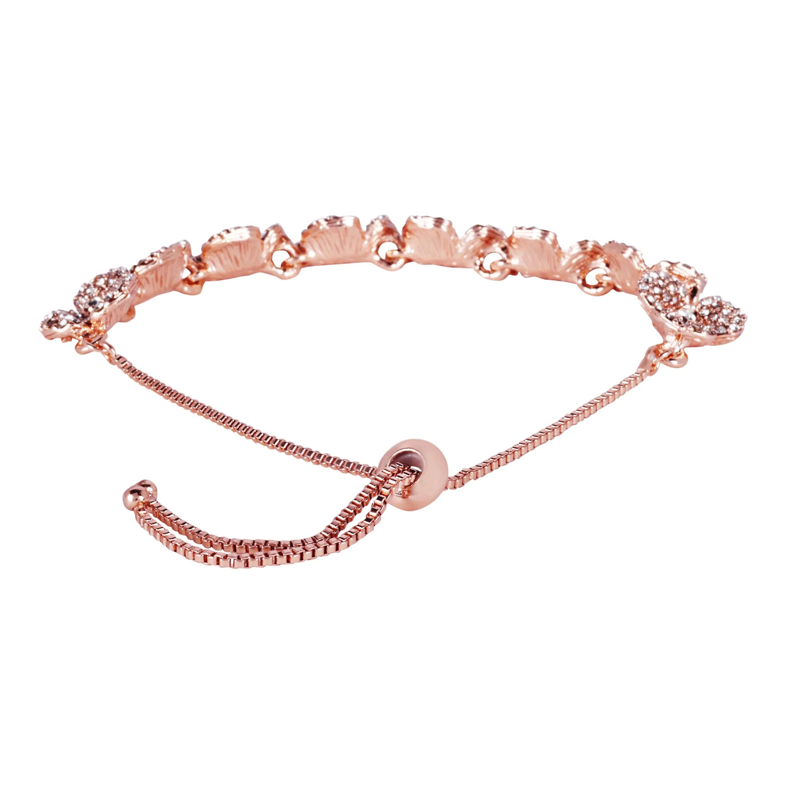 Estele Rose Collection Graceful Rose Charm Bracelet for Women|Elegant Rose Design with White American Diamonds for a Touch of Eternal Grace