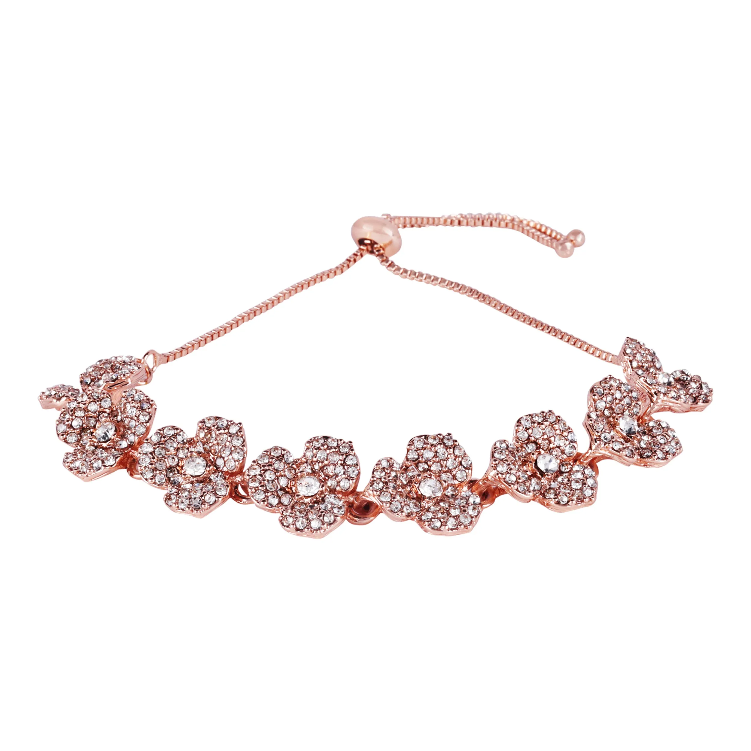 Estele Rose Collection Graceful Rose Charm Bracelet for Women|Elegant Rose Design with White American Diamonds for a Touch of Eternal Grace