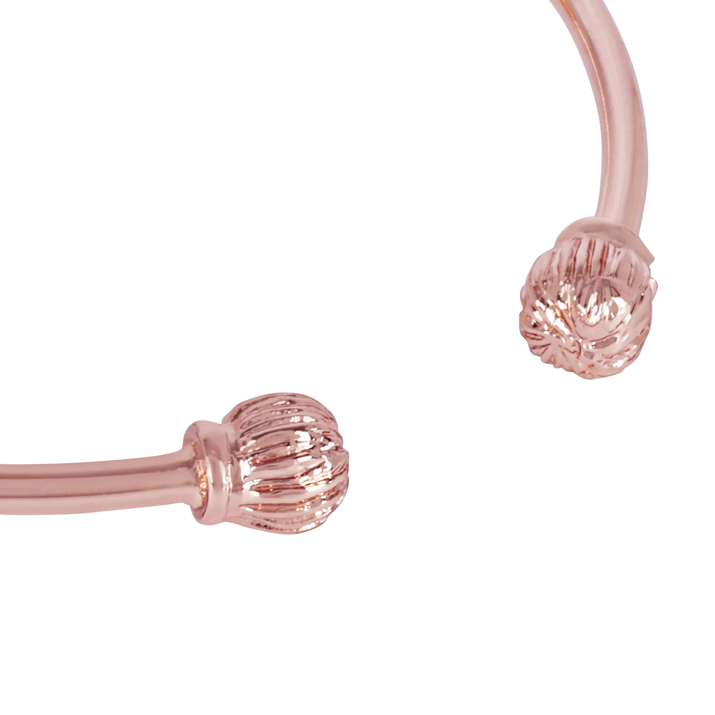 Estele Rose Collection Trendy Rose Motif Cuff Bracelet for Women: Rosegold Plated Floral Charms with Ruby Red Stones|A Bold Statement for Every Look