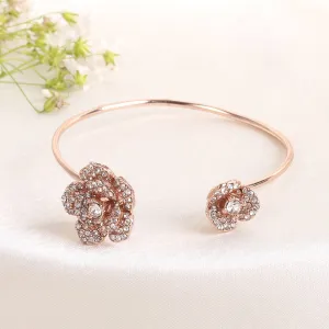 Estele Rose Collectiona??? Stunning Floral Rose Design Cuff Bracelet with Premium Rosegold Finish Jewelry for Womena??? A Timeless Piece for All Occasions