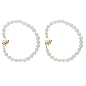Etnico Adjustable Mint Pearl Beads Payal Anklets Jewellery for Women & Girls (A055Min)