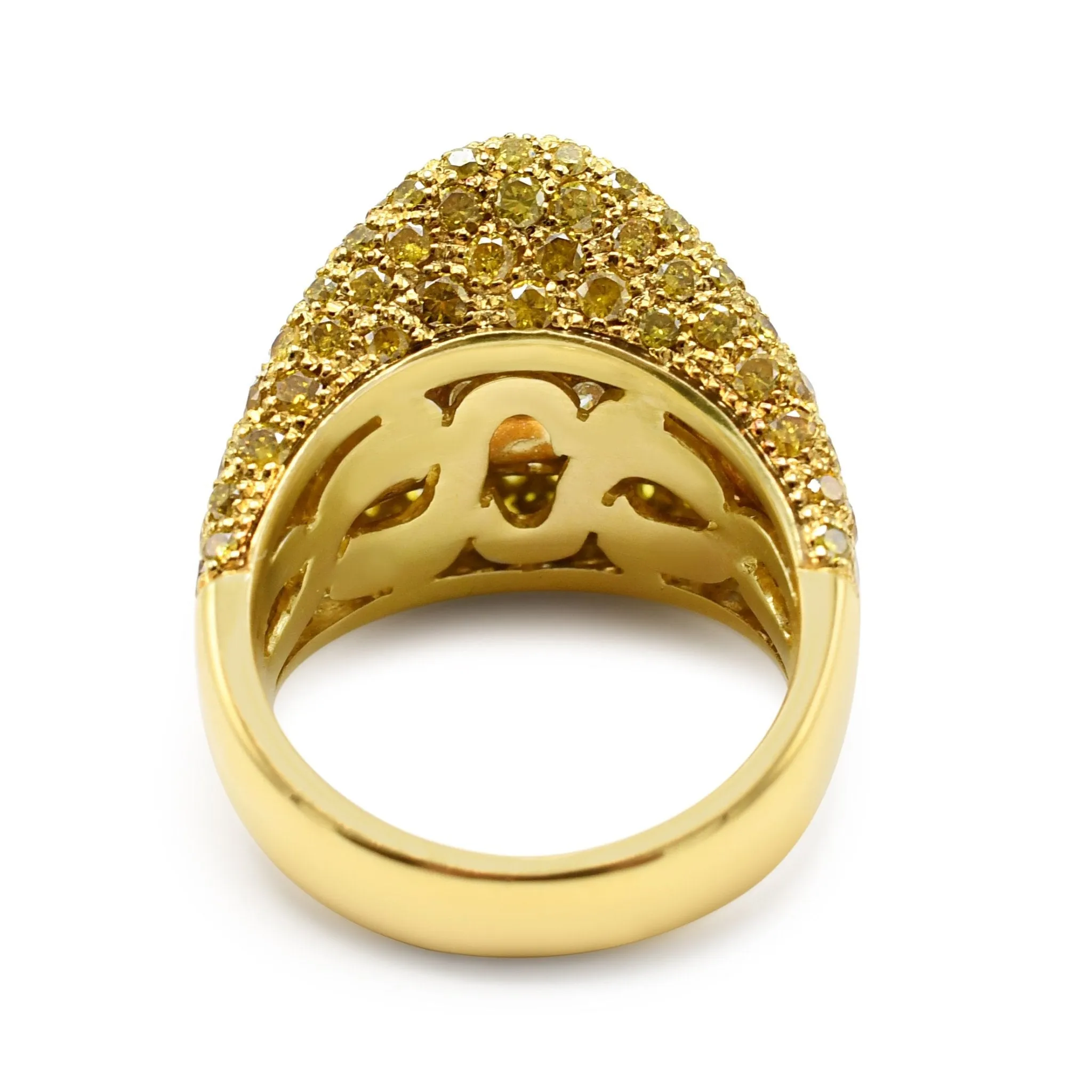 Fancy Yellow Marquise Diamond Ring, Yellow & White Diamond Surround