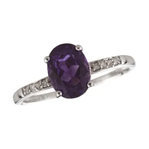 February Birthstone Rings: 14K White Gold Diamond And Amethyst Ring