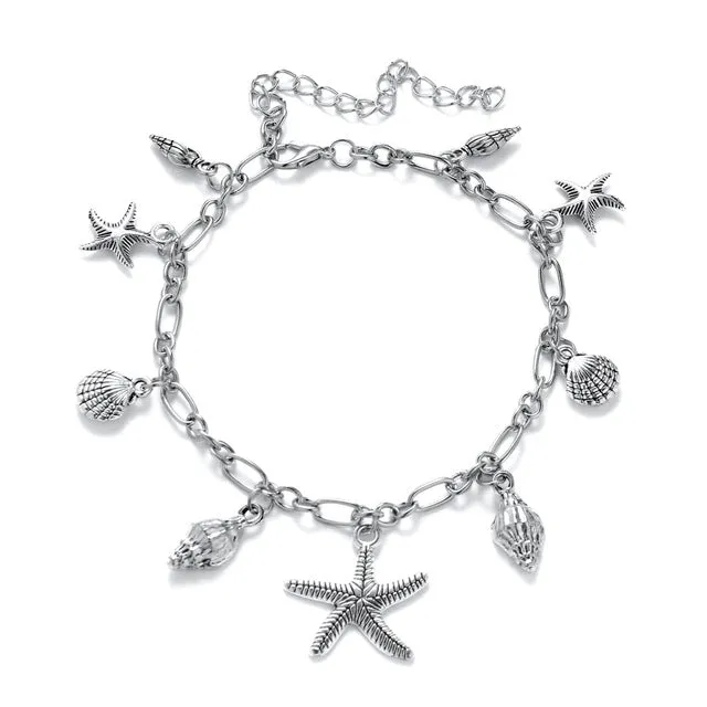 FNIO Vintage star pendant anklets for women 2018 ankle bracelets on the leg bohemian foot beach jewelry Party gift free drop