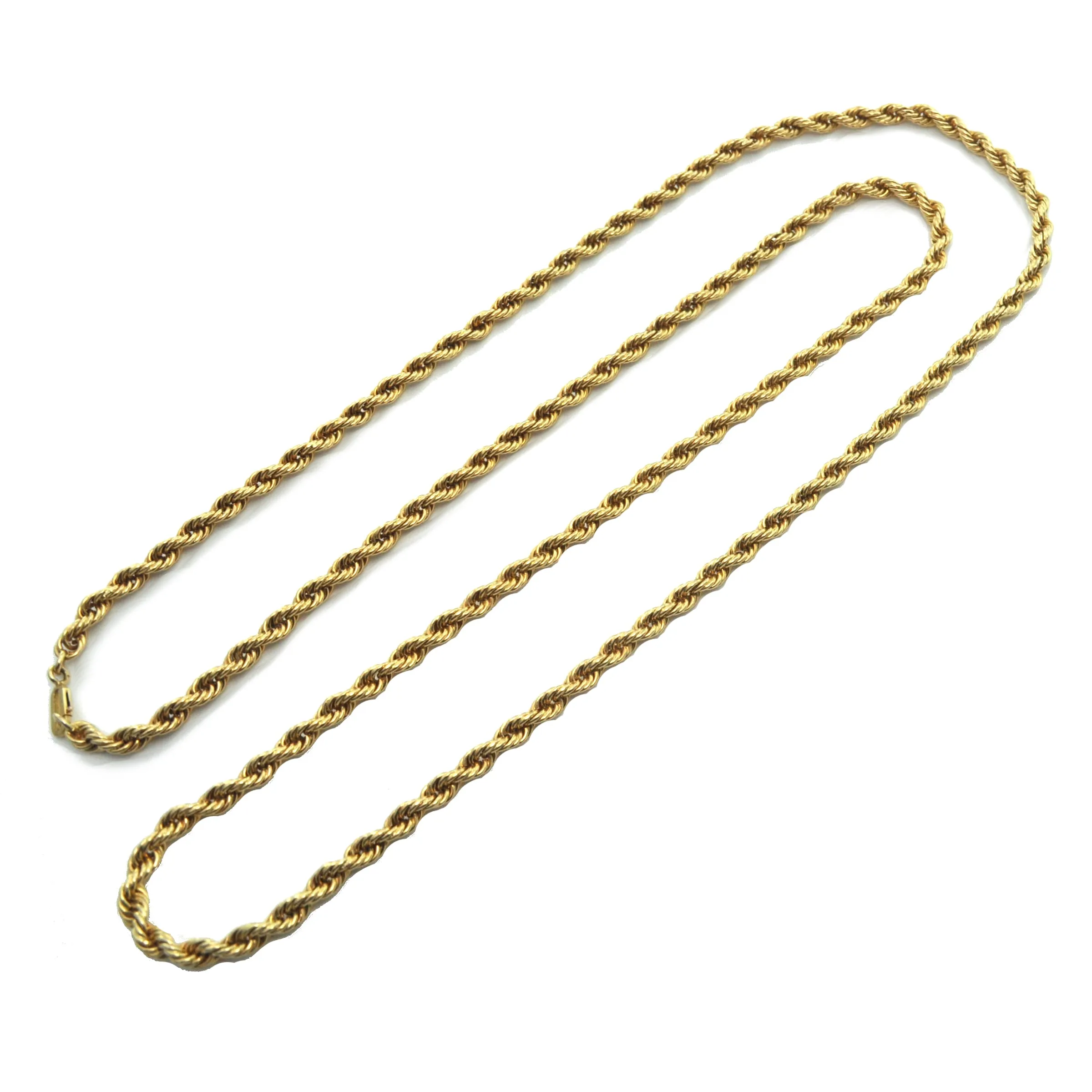 French 18k Yellow Gold Rope Chain Necklace