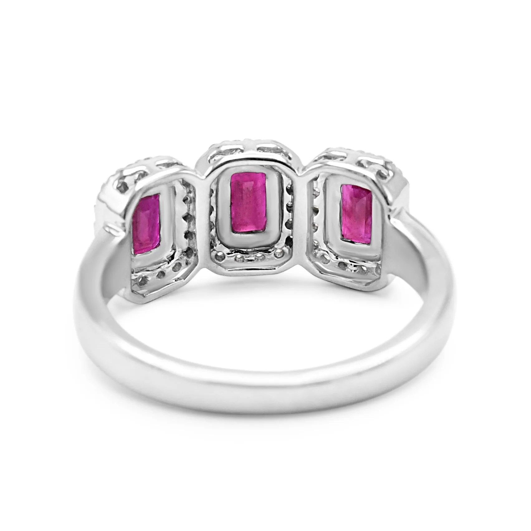 Garland Ruby & Diamond Triple Cluster Ring - 18ct White Gold