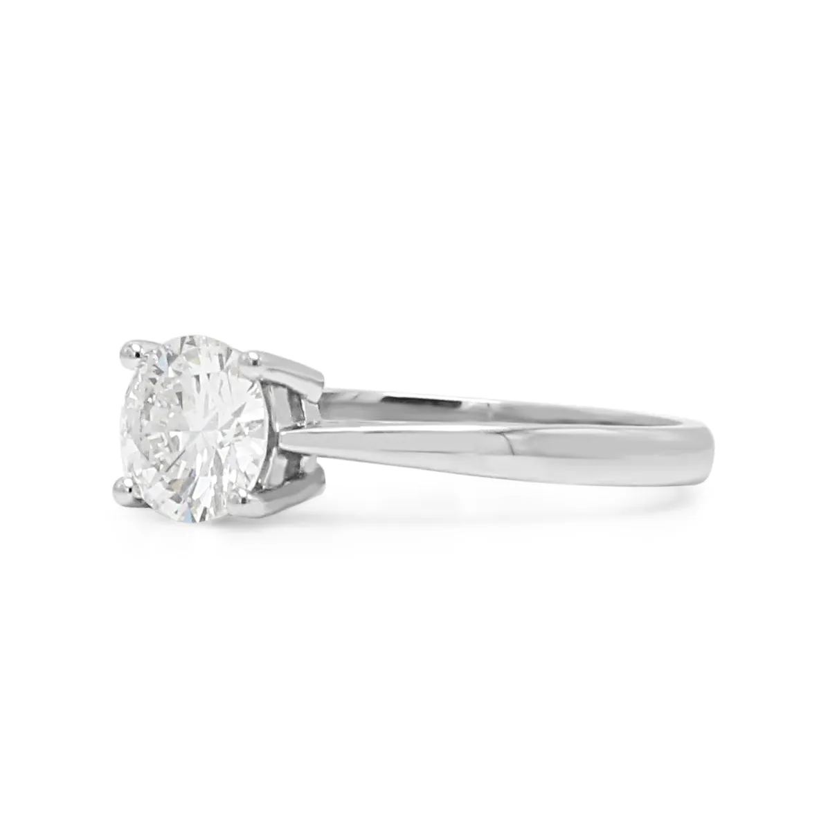 GCS Certificated Round Brilliant Cut Diamond Solitaire Ring - Platinum