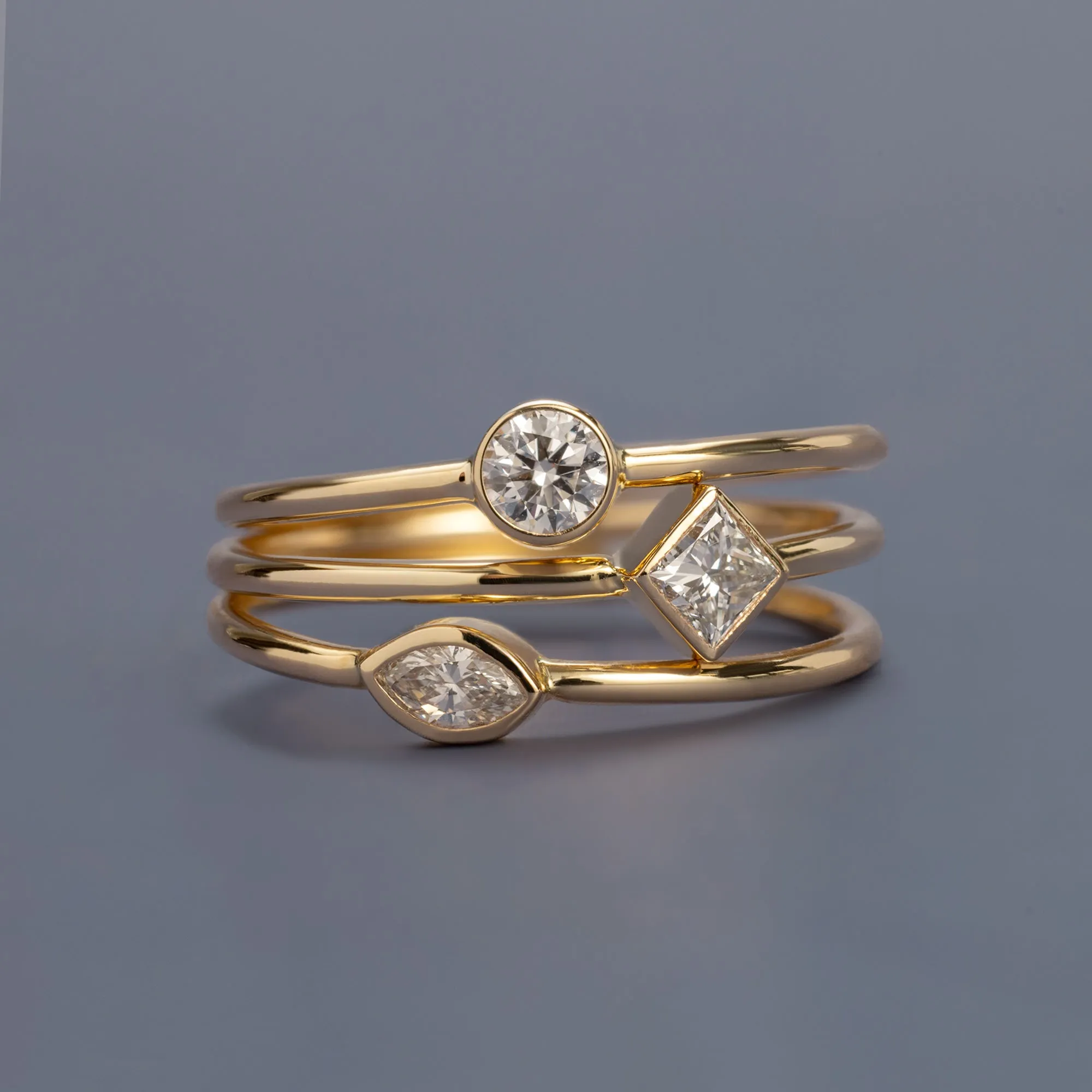 Geometric Diamond Stacking Ring | Yellow Gold