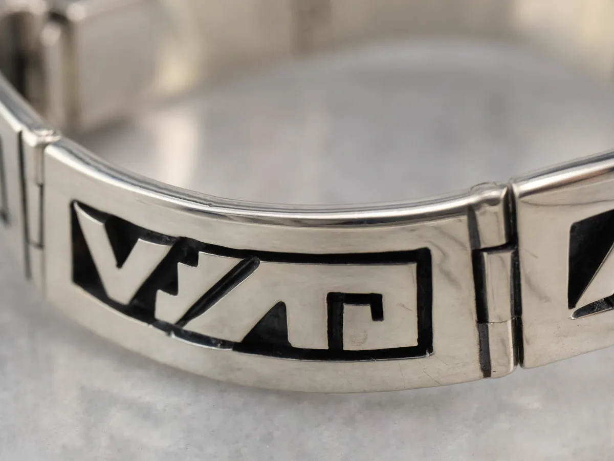 Geometric Taxco Sterling Silver Link Bracelet