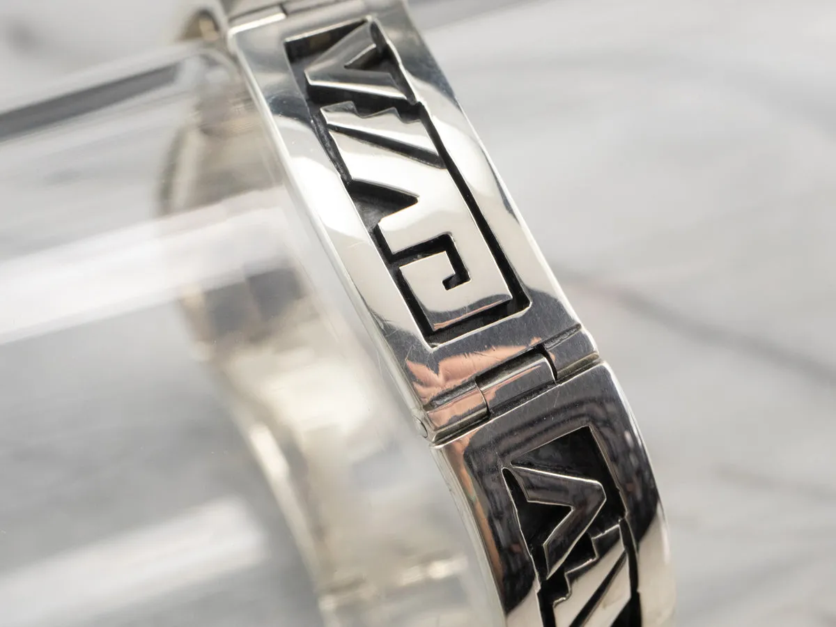 Geometric Taxco Sterling Silver Link Bracelet