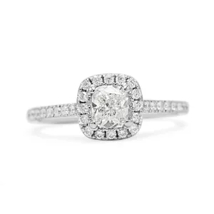 GIA Certificated Cushion Diamond Halo Ring