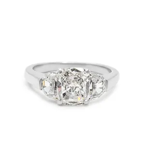 GIA Certificated Cushion Modified Brilliant Cut Diamond Ring
