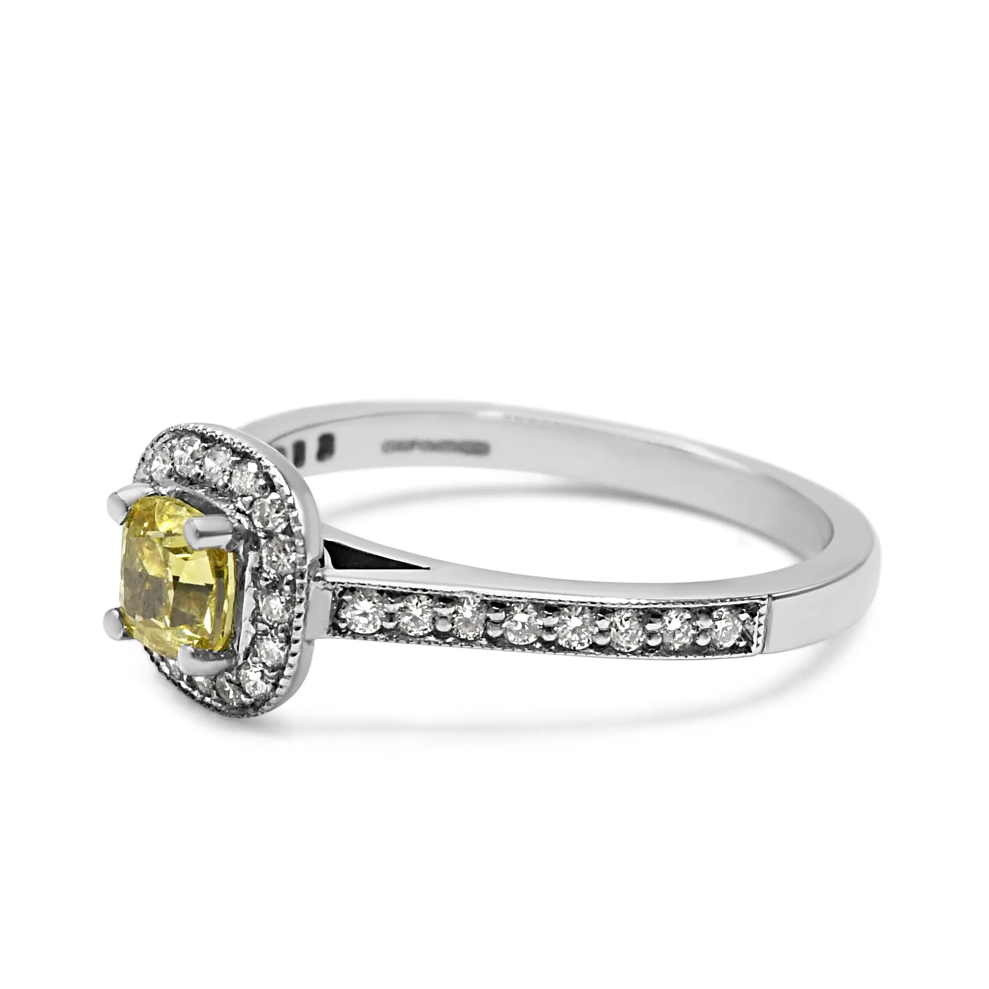 GIA Certificated Fancy Intense Yellow Diamond Ring 0.50cts