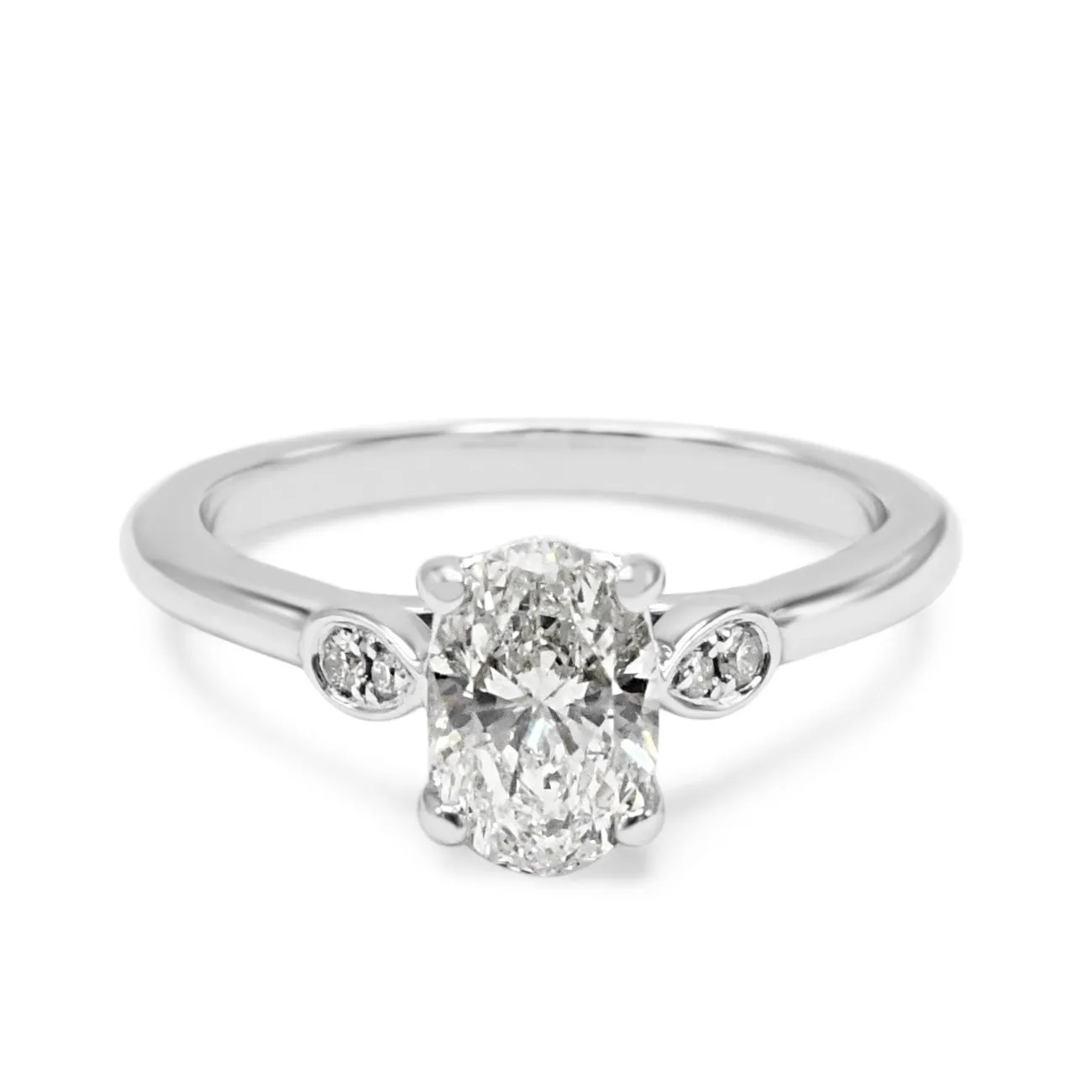 GIA Certificated Primrose Solitaire Oval Diamond Ring - 18ct Gold