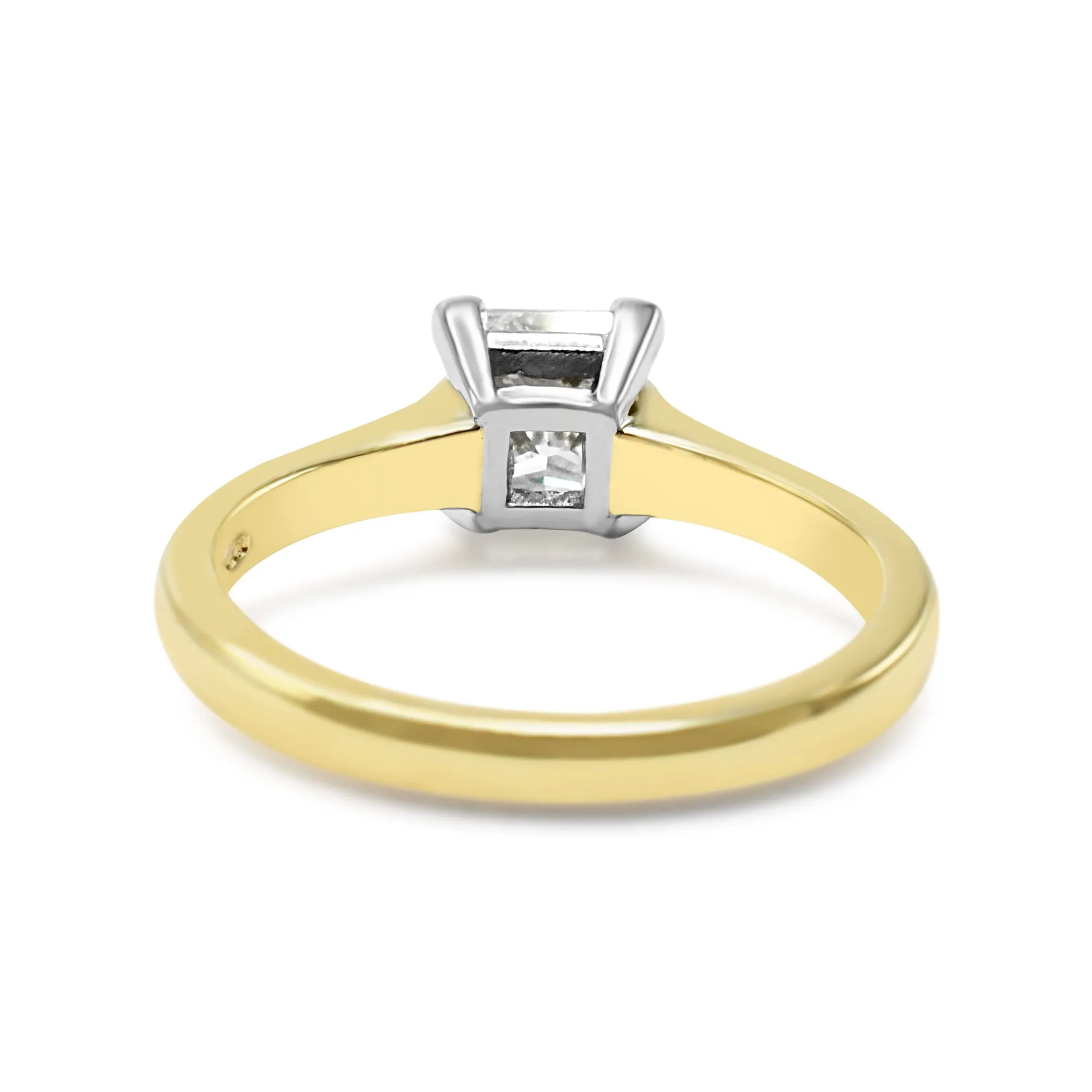 GIA Certificated Princess Cut Solitaire Ring - 18ct Yellow/White Gold