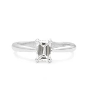 GIA Certificated Solitaire Emerald Cut Diamond Ring - Platinum