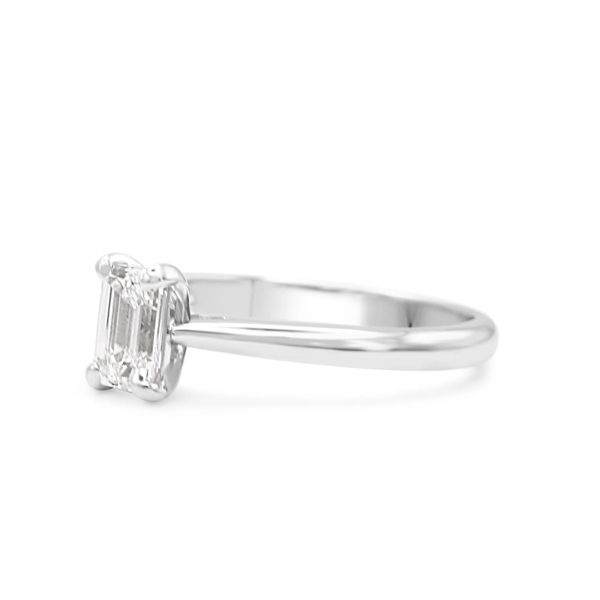 GIA Certificated Solitaire Emerald Cut Diamond Ring - Platinum