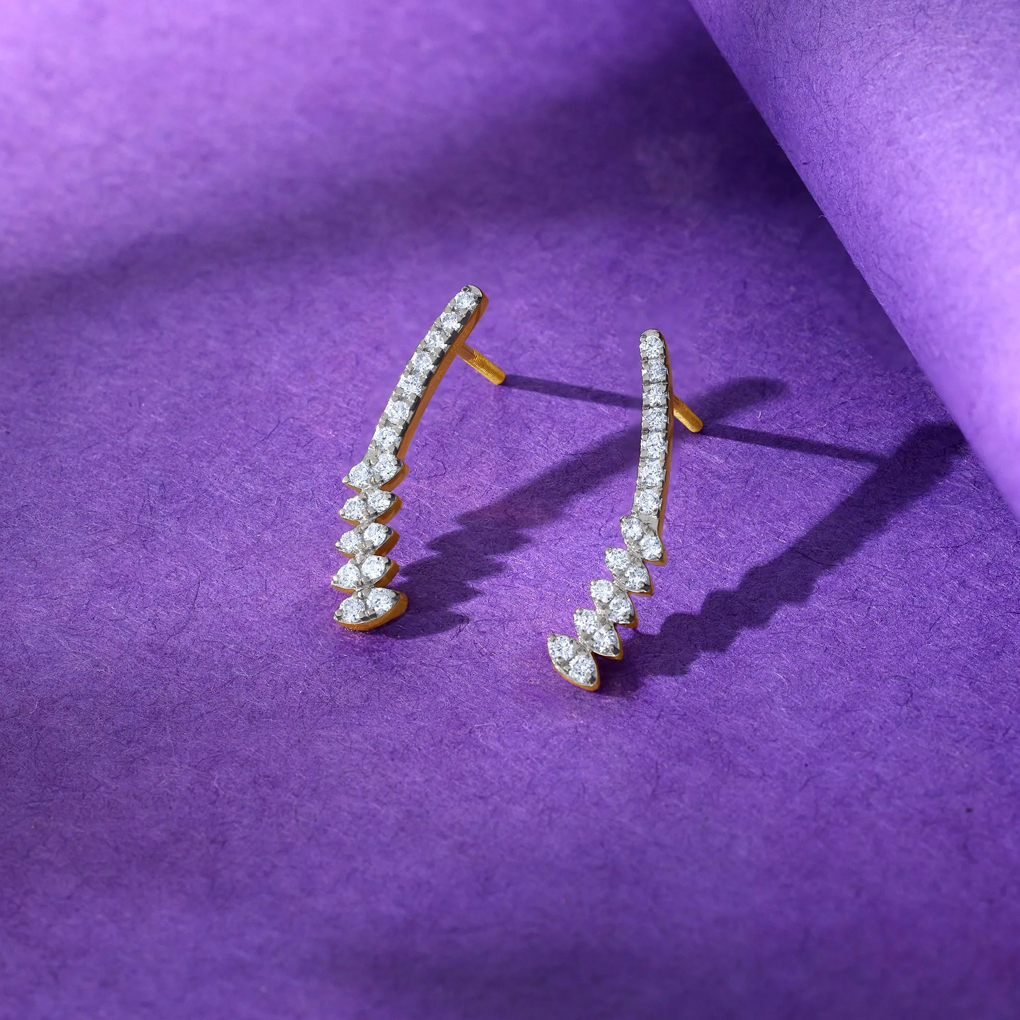 Gold Curve Diamond Earrings