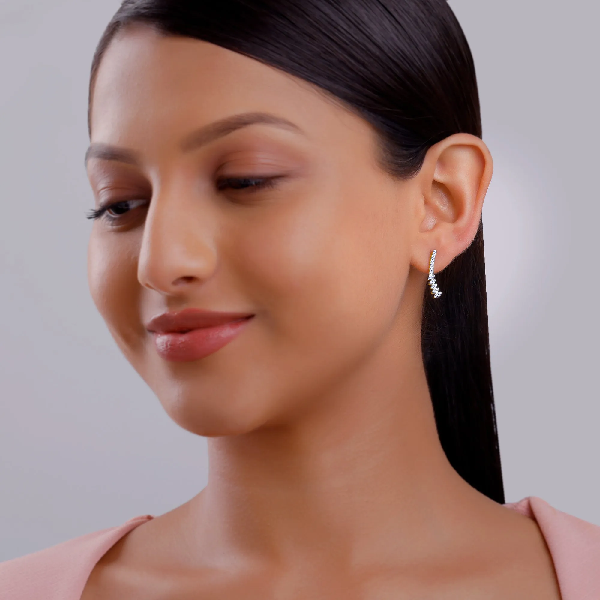 Gold Curve Diamond Earrings