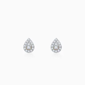 Gold Embellish Diamond Teardrop Earrings