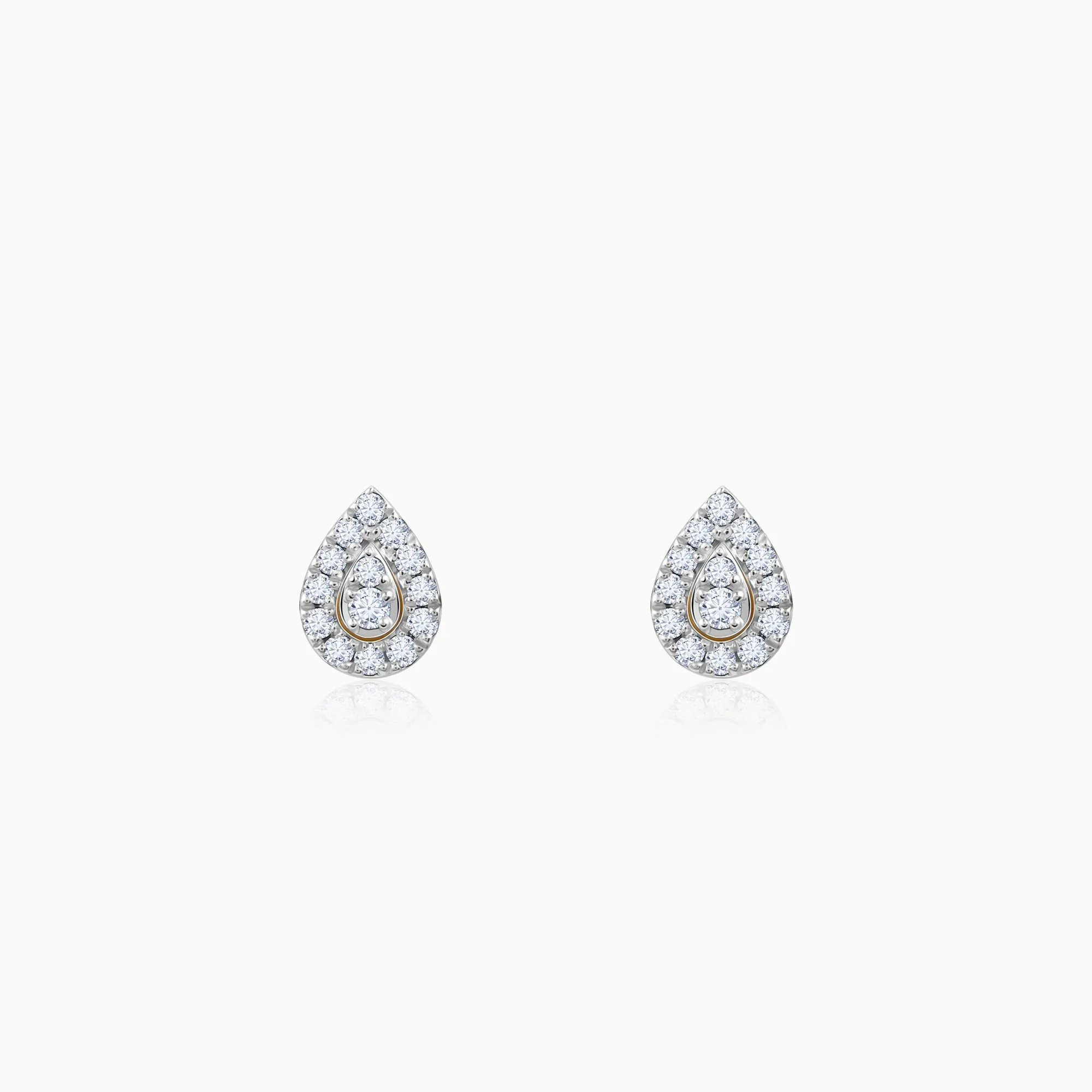 Gold Embellish Diamond Teardrop Earrings